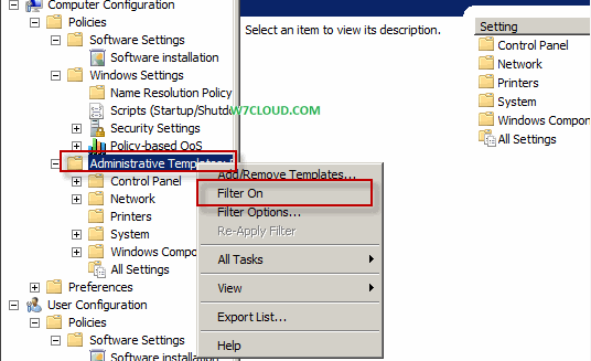 turn on filter in GPO