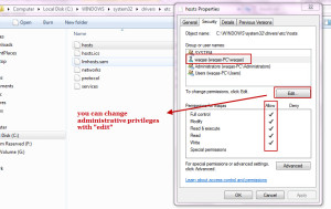 hosts file administrative privileges