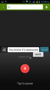 create message with speaking on android