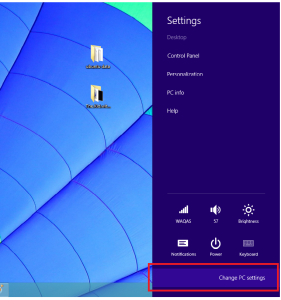 PC setting on windows 8.1