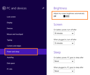 maximum brightness setting on windows 8.1