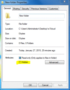 hide folder on windows 7
