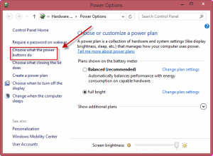 windows 8.1 Choose what power buttons do