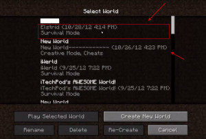Select your world to start LAN Steps