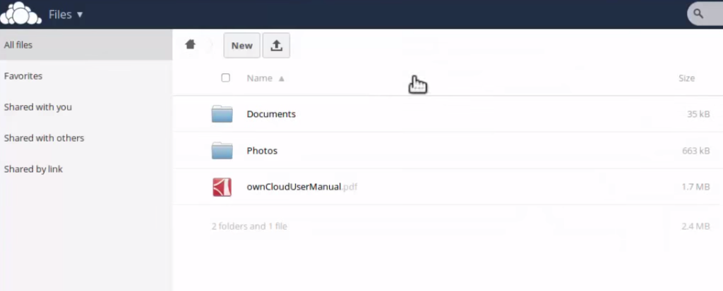owncloud main interface